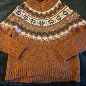 Aerie Cozy Brown Patterned Sweater